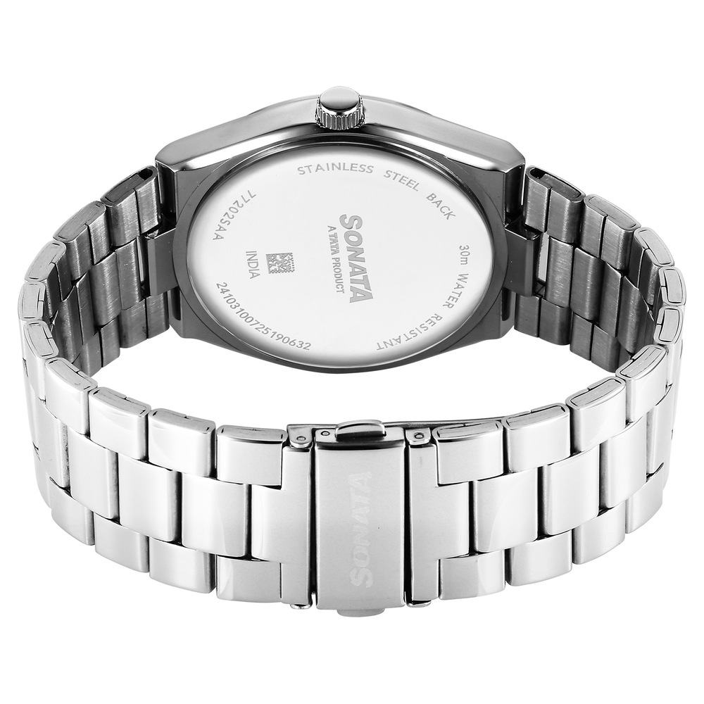 Sonata Festive Quartz Analog Silver Dial Metal Strap Watch For Men