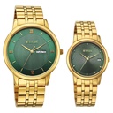 Titan Bandhan Eternal Pair Analog with Date and Green Dial Yellow Gold Stainless Steel Strap Watch for Couples