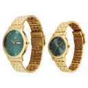 Titan Bandhan Eternal Pair Analog with Date and Green Dial Yellow Gold Stainless Steel Strap Watch for Couples