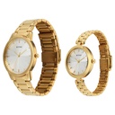Titan Bandhan Eternal Pair Analog with Silver Dial Yellow Gold Stainless Steel Strap Watch for Couples