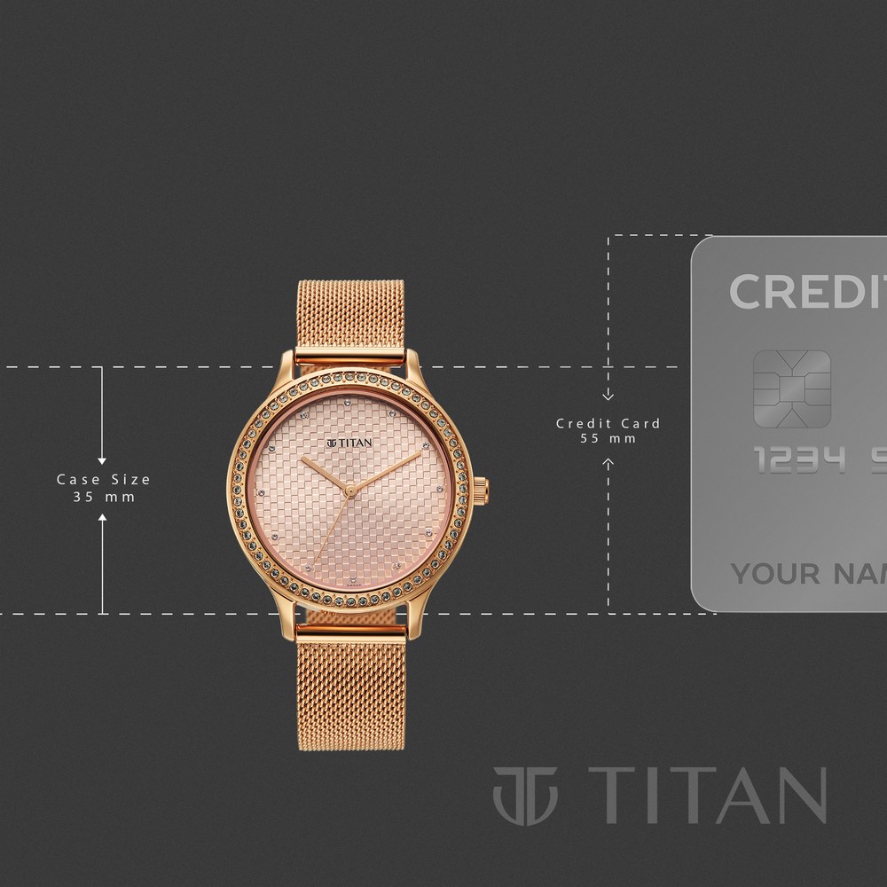 Titan Purple Superheads Quartz Analog Rose Gold Dial Rose Gold Stainless Steel Strap Watch For Women