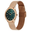 Titan Glamour Quartz Analog Green Mother Of Pearl Dial Rose Gold Stainless Steel Strap Watch For Women