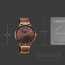 Sonata Soulmate Quartz Analog Brown Dial Brown Stainless Steel Strap Watch For Couple