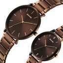 Sonata Soulmate Quartz Analog Brown Dial Brown Stainless Steel Strap Watch For Couple
