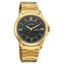 Titan Karishma Quartz Analog with Day and Date Green Dial Golden Stainless Steel Strap Watch For Men