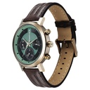 Fastrack Chrome K Quartz Multifunction Green Dial Brown Leather Strap Watch For Guys