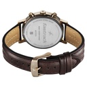 Fastrack Chrome K Quartz Multifunction Green Dial Brown Leather Strap Watch For Guys