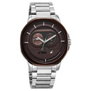 Fastrack Street Opulence Quartz Sun Moon Multifunction Maroon Dial Silver Stainless Steel Strap Watch For Guys