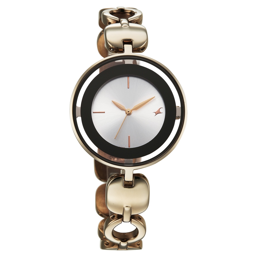 Fastrack Chrome K Quartz Analog Silver Dial K Chrome Metal Strap Watch For Girls