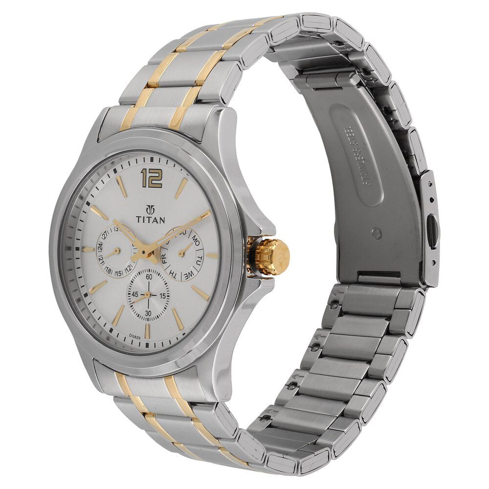 Titan Workwear Silver Dial Quartz Multifunction Stainless Steel Strap watch for Men