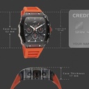SF Maiden Voyage Sport Watch Black Dial And Orange Strap Tonneau Shaped Case with Multifunction movement