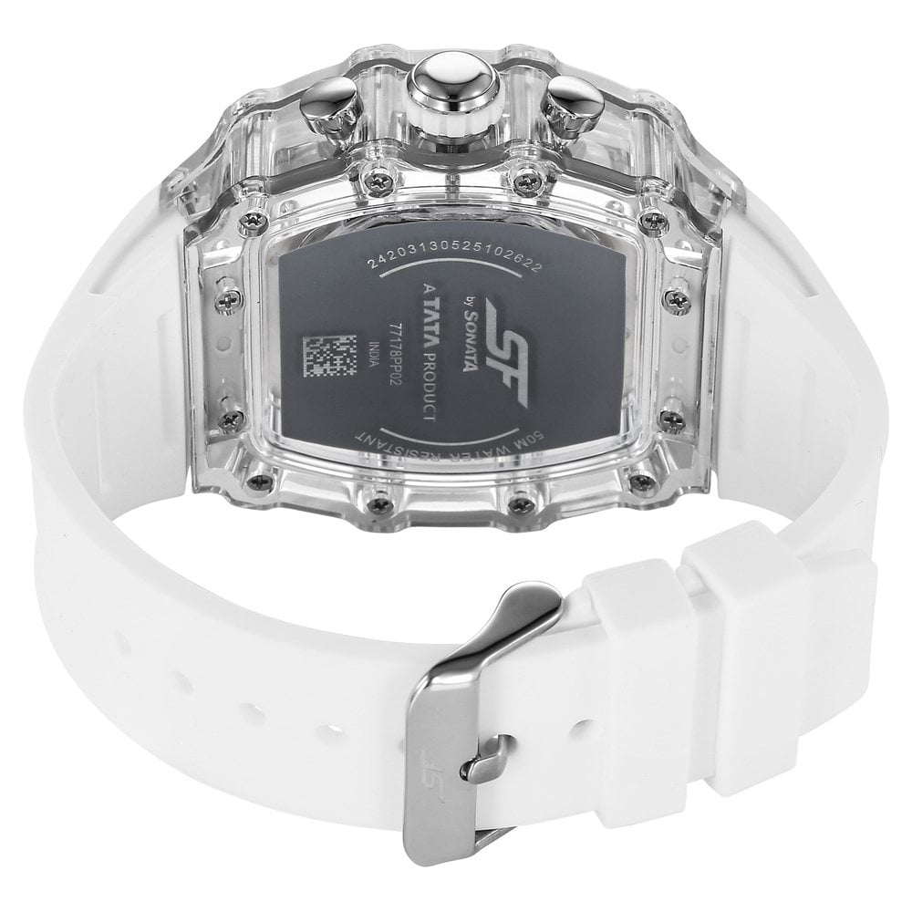 SF Maiden Voyage Sport Watch White Dial And Strap Tonneau Shaped Case with Multifunction movement