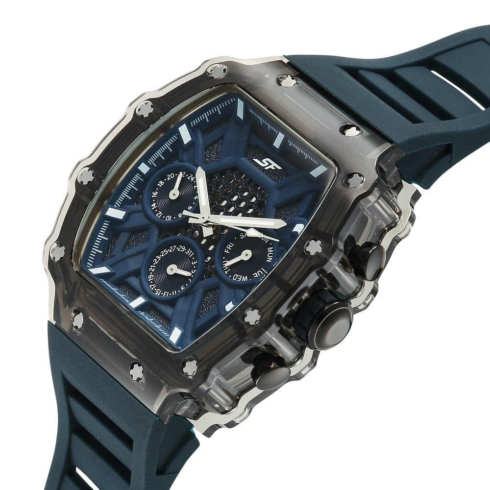 SF Maiden Voyage Sport Watch Blue dial And Strap Tonneau Shaped Case with Multifunction movement