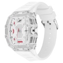 SF Maiden Voyage Sport Watch White Dial And Strap with red accents Tonneau Shaped Case