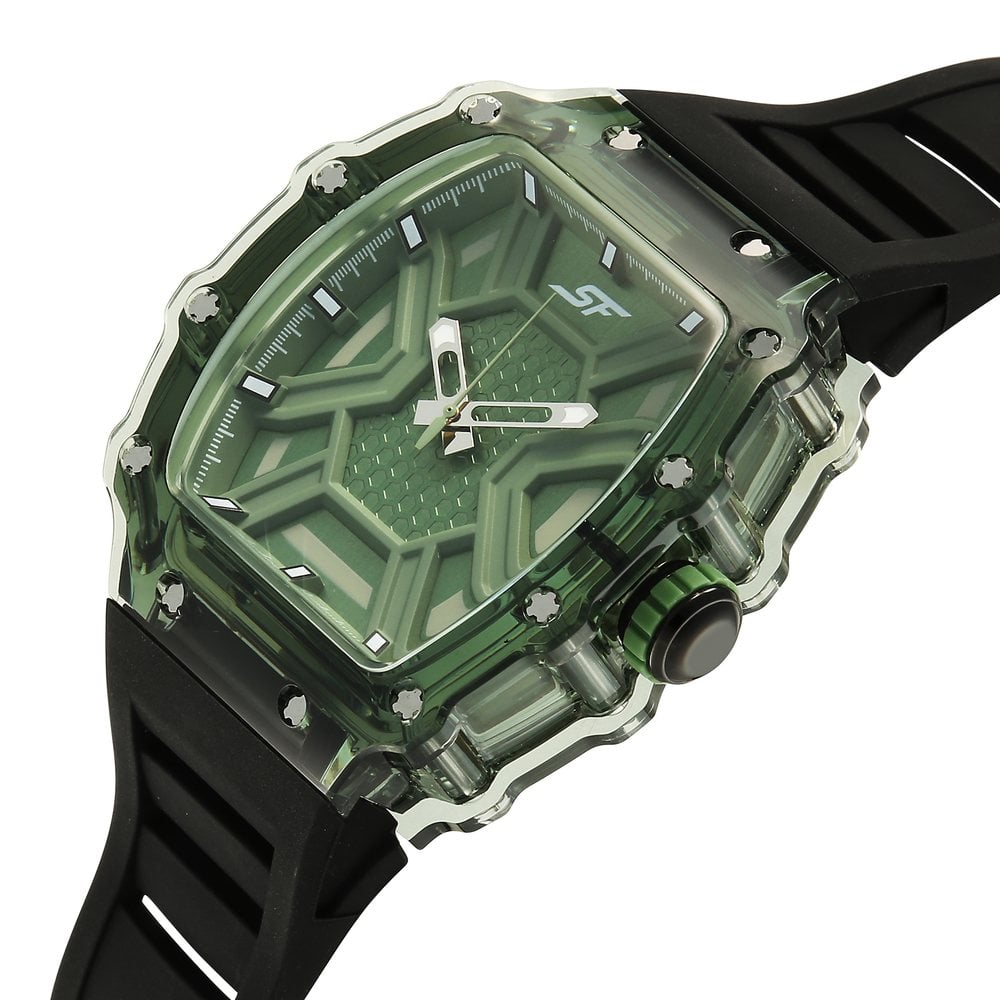 SF Maiden Voyage Sport Watch Green Dial And Black Strap Tonneau Shaped Case