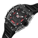 SF Maiden Voyage Sport Watch Black dial And Strap wih red accents Tonneau Shaped Case