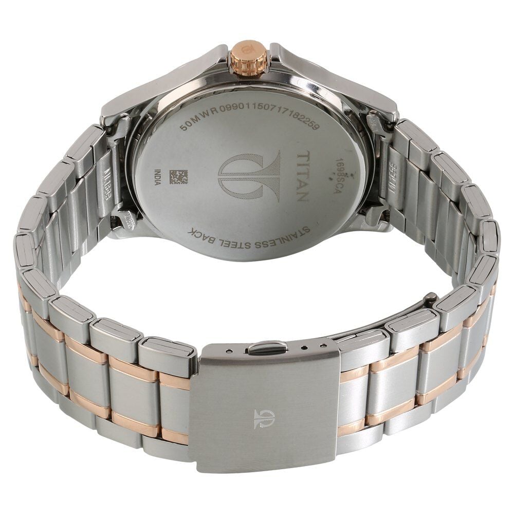 Titan Workwear Quartz Multifunction Brown Dial Stainless Steel Strap watch for Men