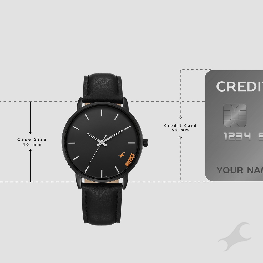 Fastrack Stunners Quartz Analog Black Dial Black Leather Strap Watch For Guys