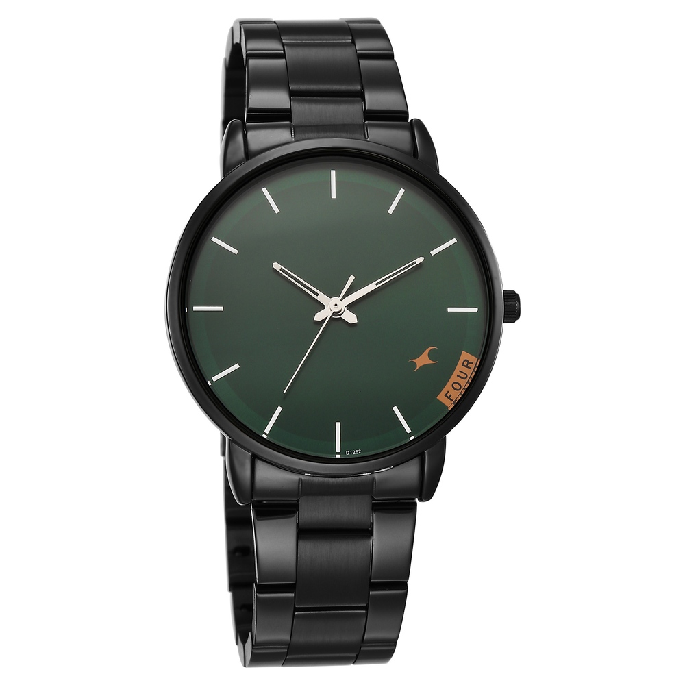 Fastrack Stunners Quartz Analog Green Dial Silver Stainless Steel Strap Watch For Guys