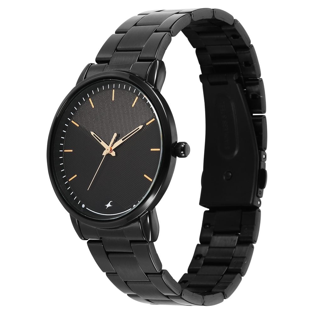 Fastrack Stunners Quartz Analog Black Dial Brown Stainless Steel Strap Watch For Guys