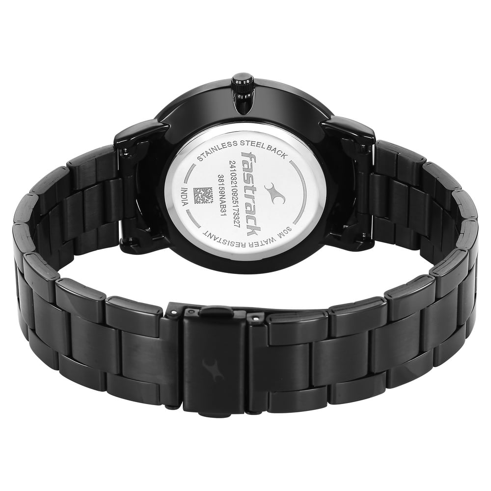 Fastrack Stunners Quartz Analog Black Dial Brown Stainless Steel Strap Watch For Guys