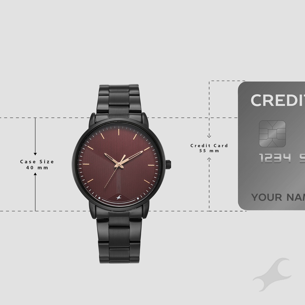 Fastrack Stunners Quartz Analog Maroon Dial Brown Stainless Steel Strap Watch For Guys
