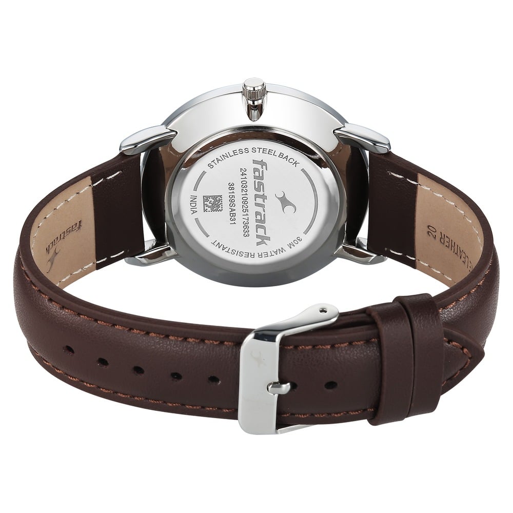 Fastrack Stunners Quartz Analog Blue Dial Blue Leather Strap Watch For Guys