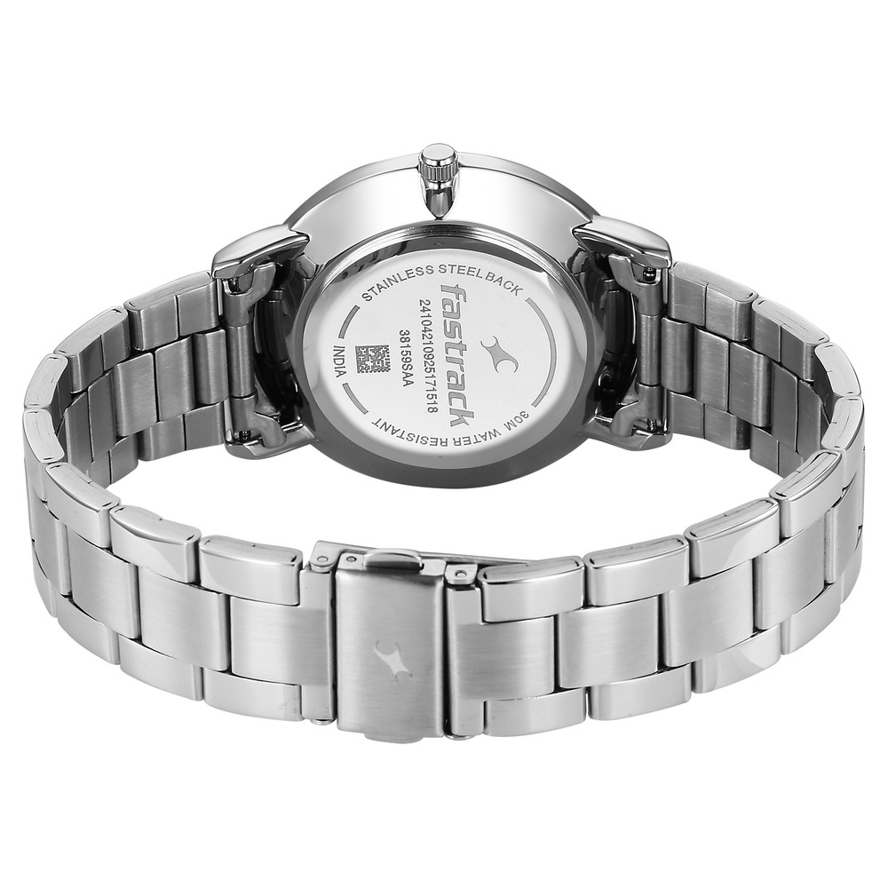 Fastrack Stunners Quartz Analog Green Dial Silver Stainless Steel Strap Watch For Guys