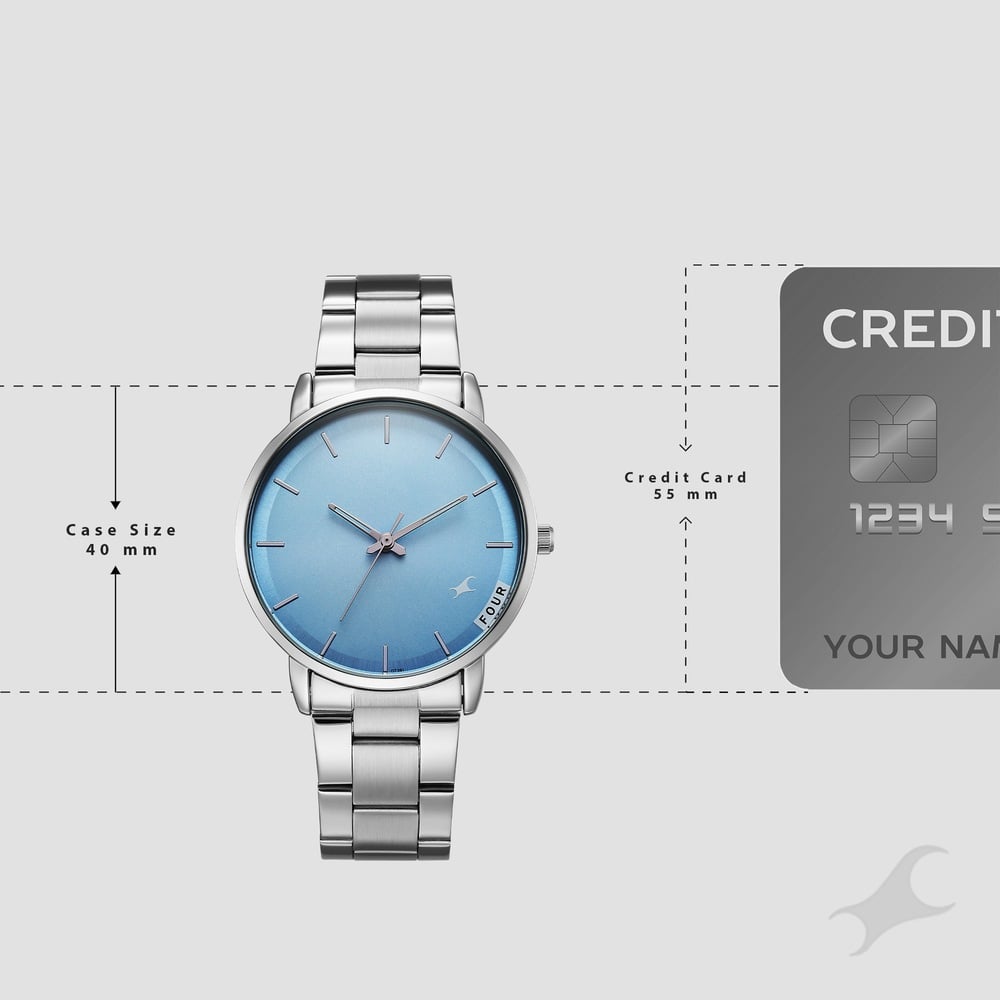 Fastrack Stunners Quartz Analog Blue Dial Silver Stainless Steel Strap Watch For Guys