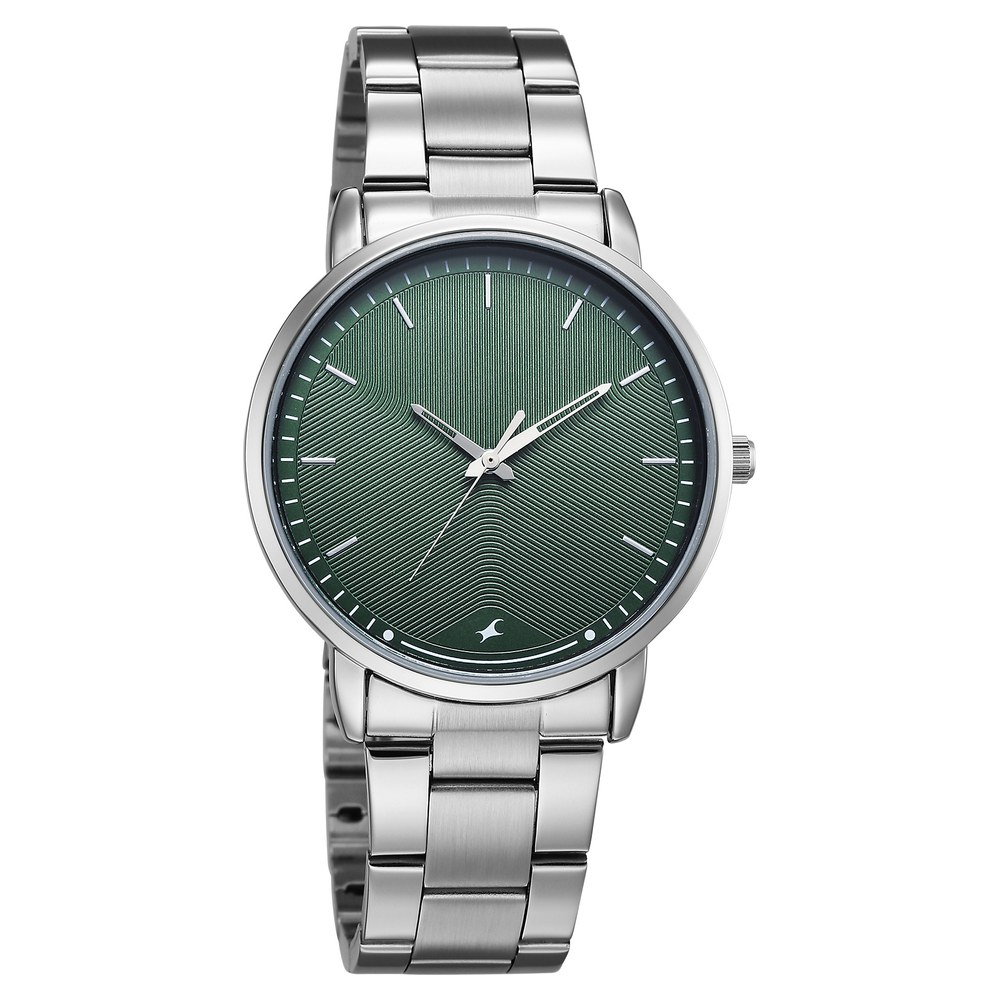 Fastrack Stunners Quartz Analog Green Dial Silver Stainless Steel Strap Watch For Guys