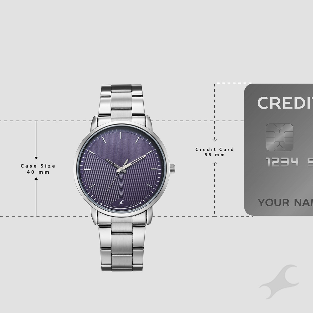 Fastrack Stunners Quartz Analog Purple Dial Silver Stainless Steel Strap Watch For Guys