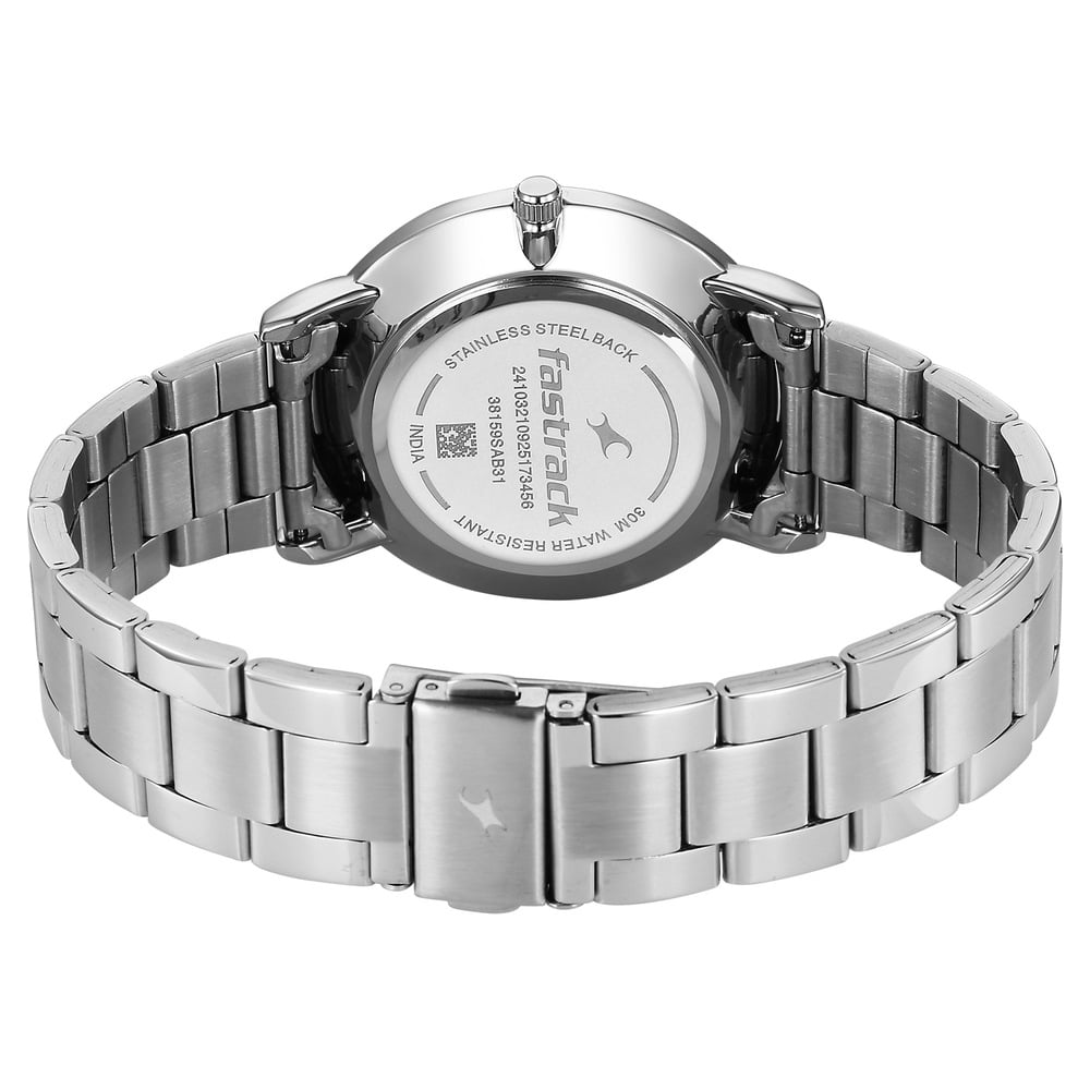 Fastrack Stunners Quartz Analog Purple Dial Silver Stainless Steel Strap Watch For Guys