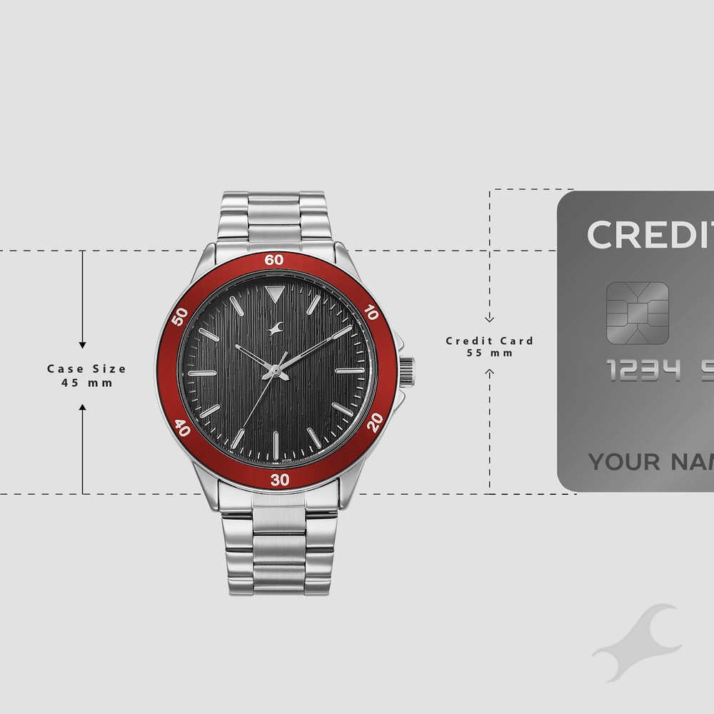 Fastrack Stunners Quartz Analog Black Dial Black Stainless Steel Strap Watch For Guys