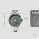 Fastrack Stunners Quartz Analog Green Dial Brown Stainless Steel Strap Watch For Guys