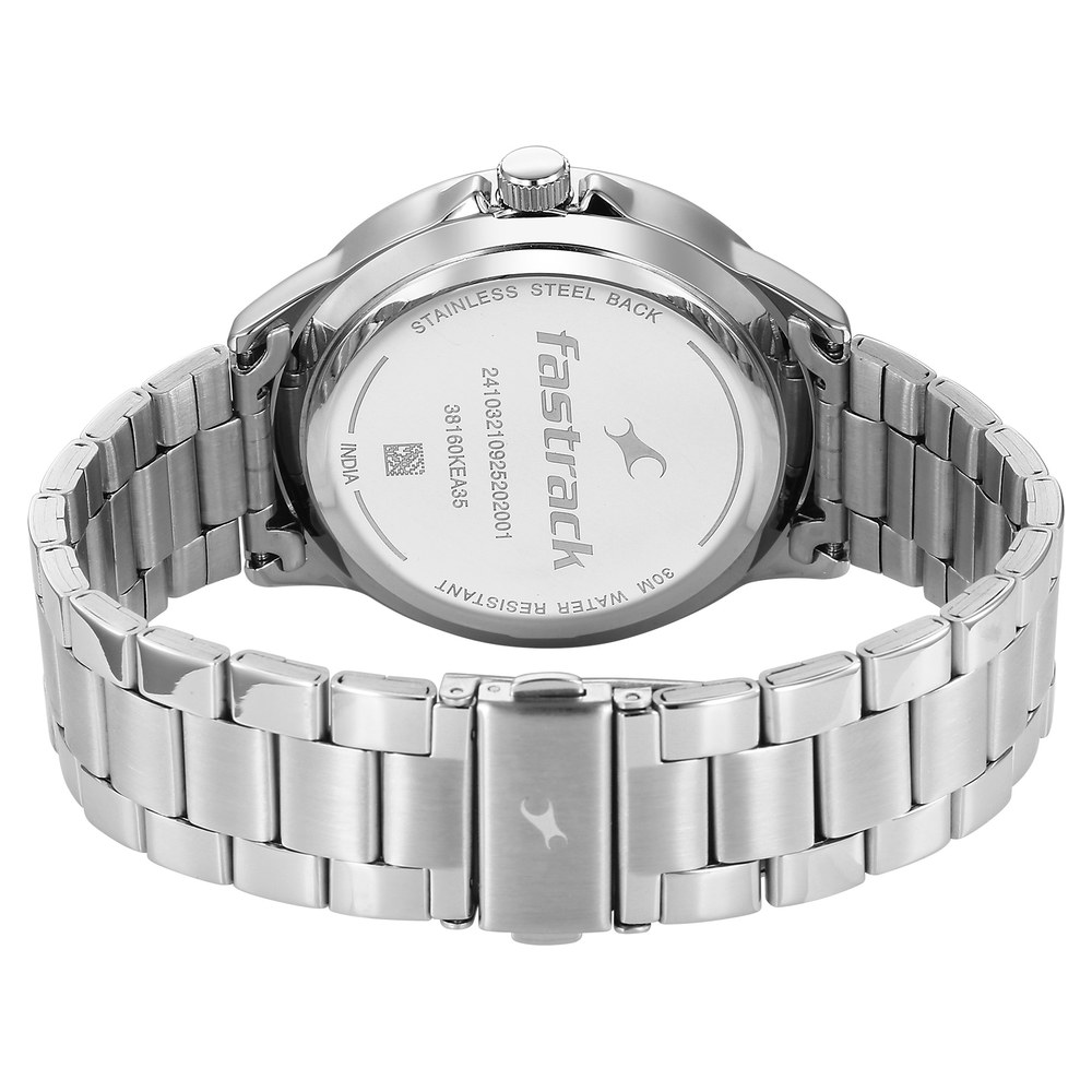 Fastrack Stunners Quartz Analog Blue Dial Black Stainless Steel Strap Watch For Guys