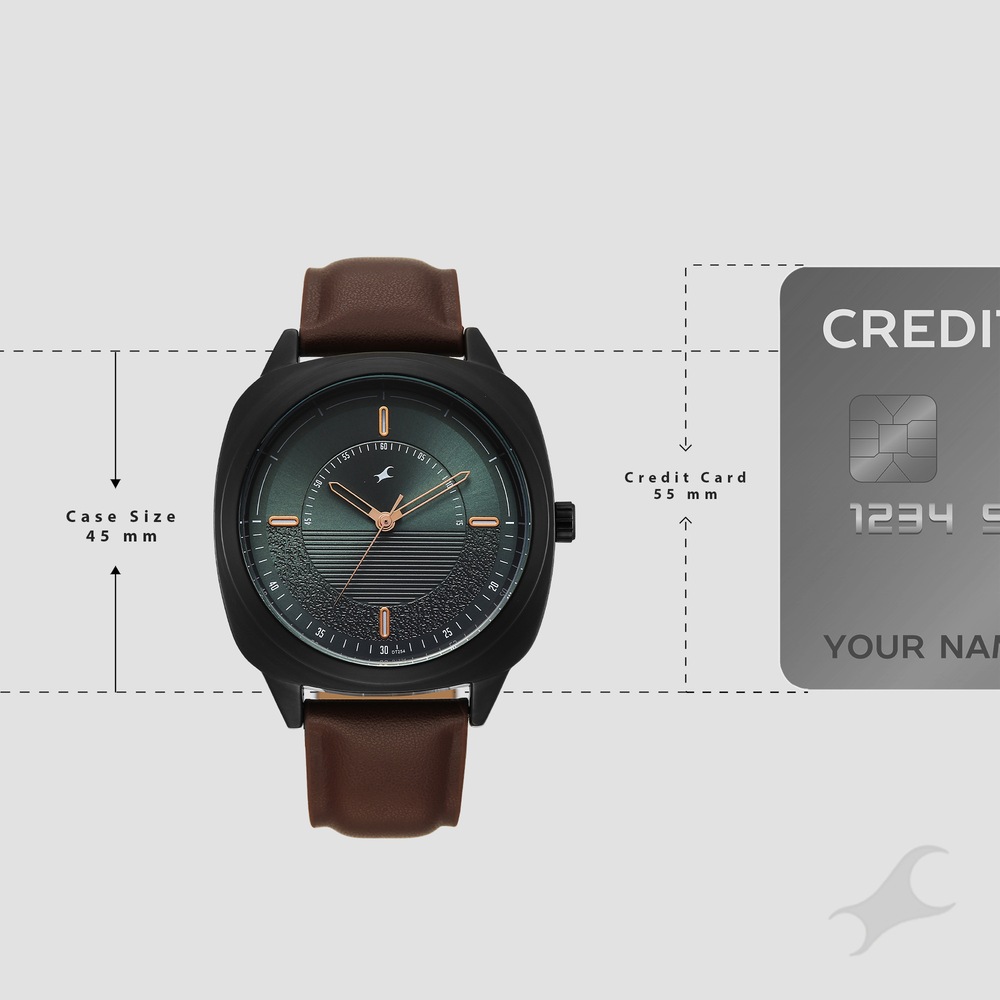 Fastrack Stunners Quartz Analog Green Dial Brown Leather Strap Watch For Guys