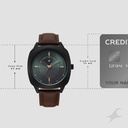 Fastrack Stunners Quartz Analog Green Dial Brown Leather Strap Watch For Guys