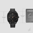 Fastrack Stunners Quartz Analog Black Dial Black Stainless Steel Strap Watch For Guys