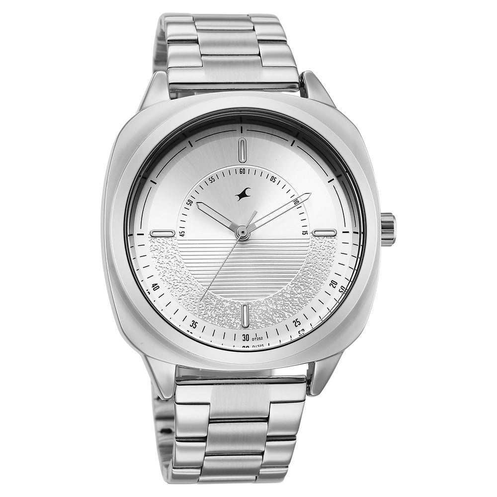 Fastrack Stunners Quartz Analog Silver Dial Silver Stainless Steel Strap Watch For Guys