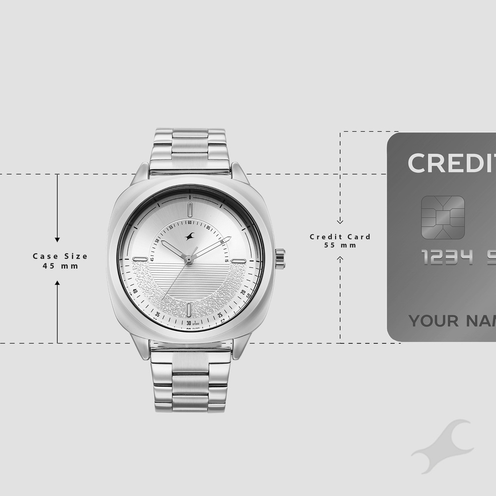 Fastrack Stunners Quartz Analog Silver Dial Silver Stainless Steel Strap Watch For Guys
