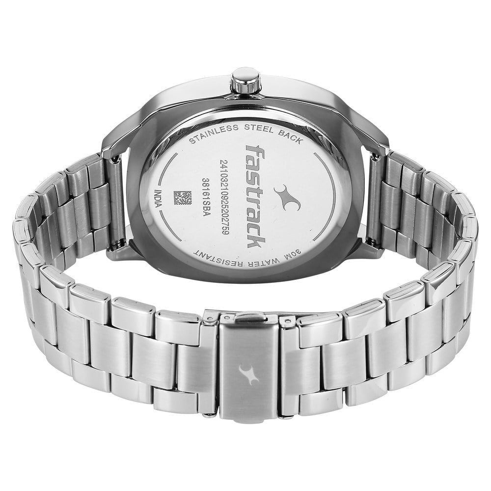 Fastrack Stunners Quartz Analog Silver Dial Silver Stainless Steel Strap Watch For Guys