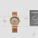 Fastrack Stunners Quartz Analog Green Dial Rose Gold Stainless Steel Strap Watch For Girls