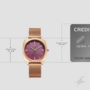 Fastrack Stunners Quartz Analog Purple Dial Rose Gold Stainless Steel Strap Watch For Girls