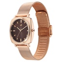 Fastrack Stunners Quartz Analog Brown Dial Rose Gold Stainless Steel Strap Watch For Girls