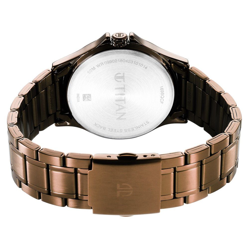 Titan Neo Splash Quartz Multifunction Brown Dial Stainless Steel Strap Watch for Men