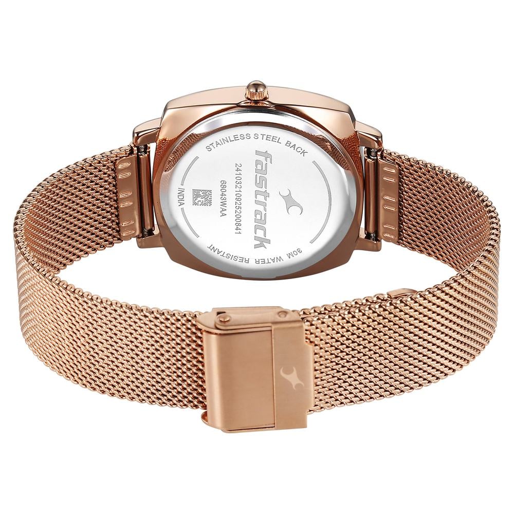 Fastrack Stunners Quartz Analog Rose Gold Dial Rose Gold Stainless Steel Strap Watch For Girls