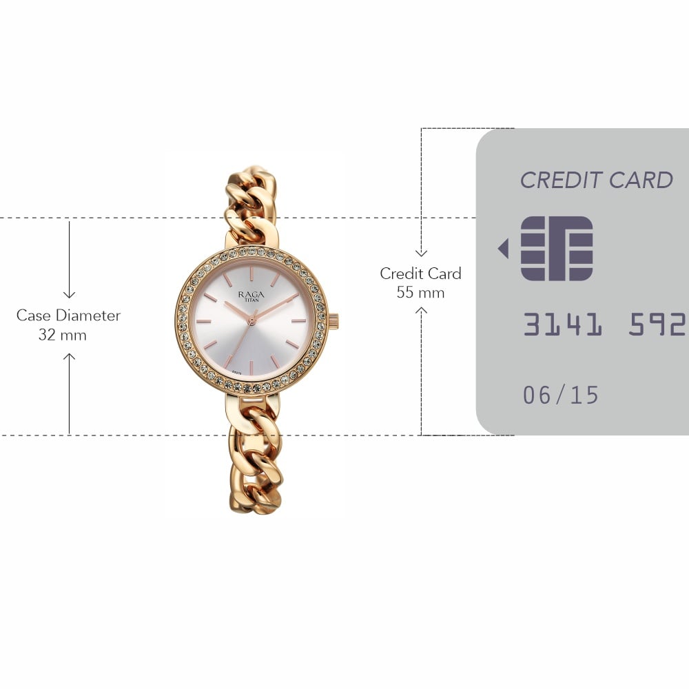 Titan Raga Showstopper Quartz Analog Silver Dial Metal Strap Watch For Women