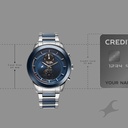 Fastrack Oceanyx - Ceramic Quartz Multifunction Blue Dial Two Toned Strap Watch For Guys