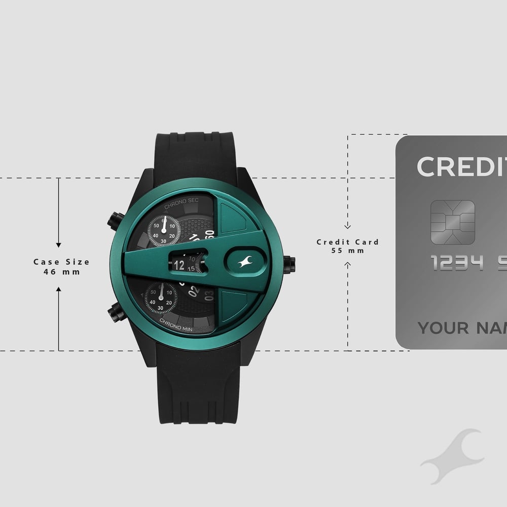 Fastrack Overdrive Chronograph Micromotor Black Dial Black Silicone Strap Watch For Guys