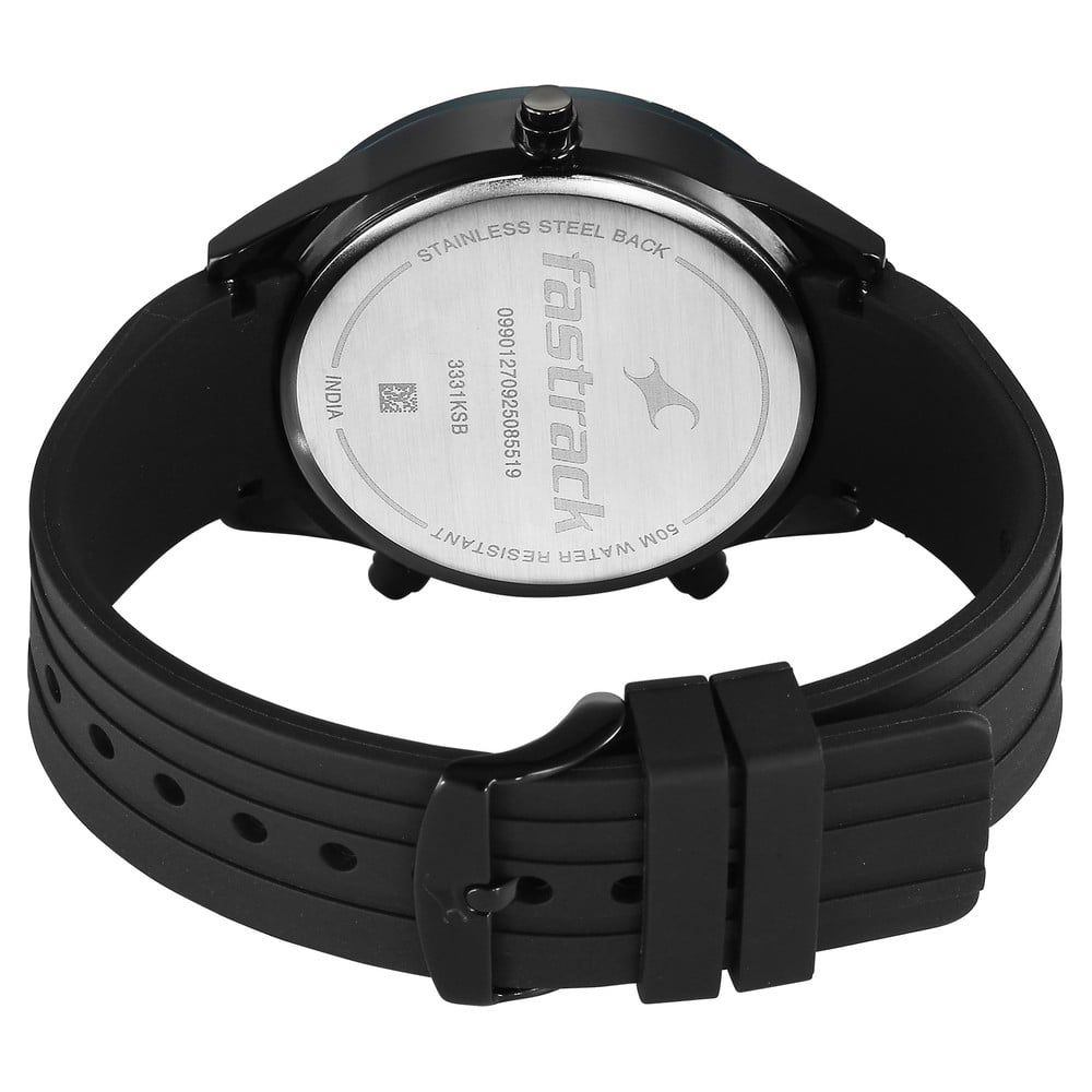 Fastrack Overdrive Chronograph Micromotor Black Dial Black Silicone Strap Watch For Guys